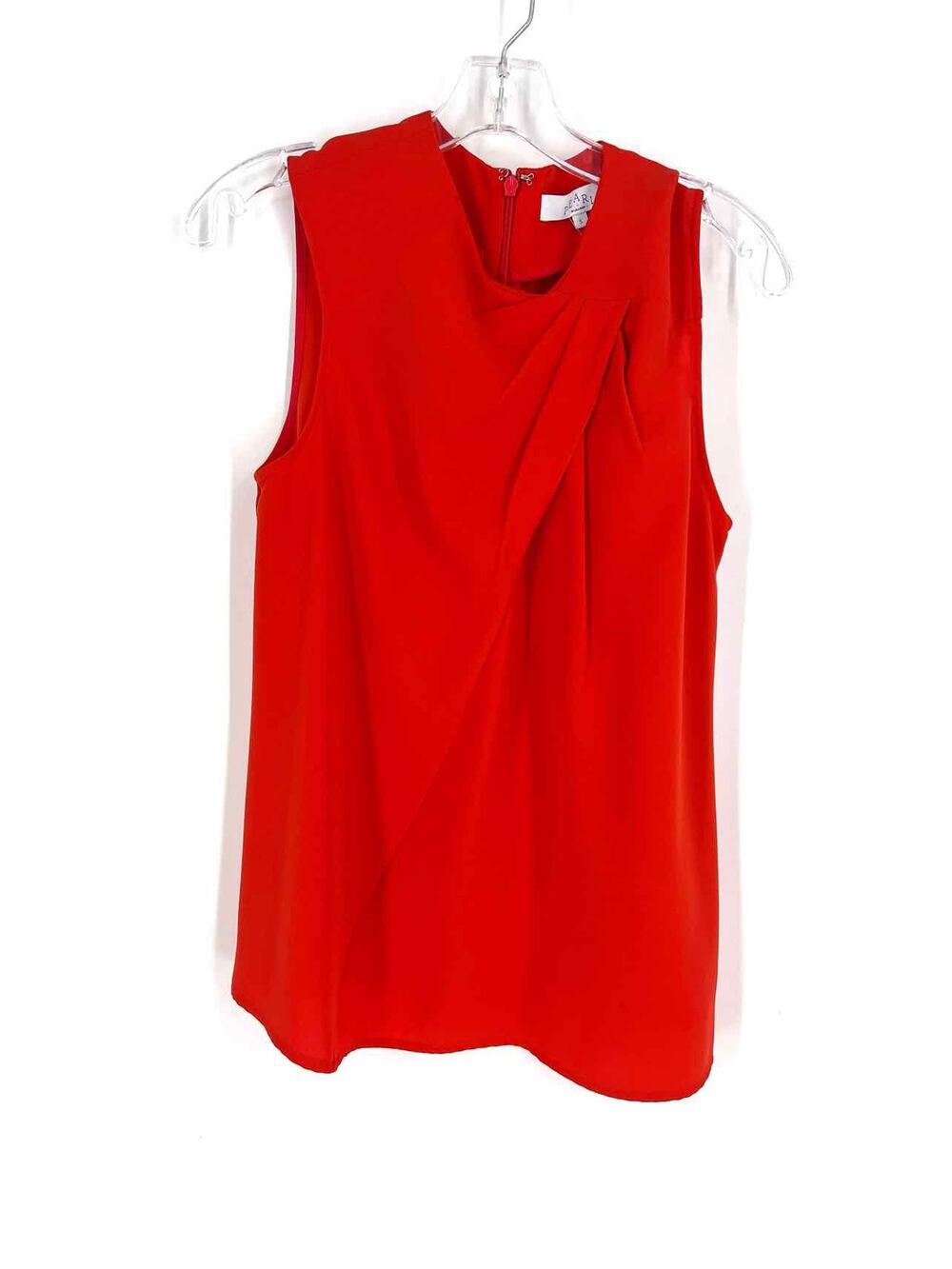 Pearl by Lela Rose Size S Orange Gathered Designer Top-Sleeveless